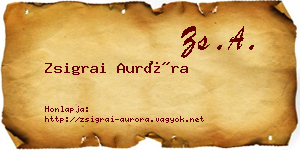 Zsigrai Auróra névjegykártya